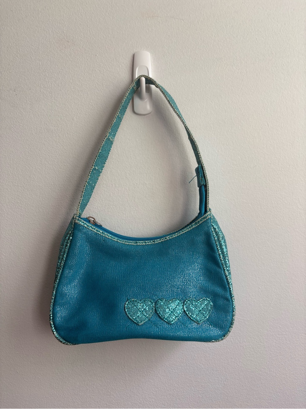 Teal Heart Accent Shoulder Bag - Feminine Sparkle